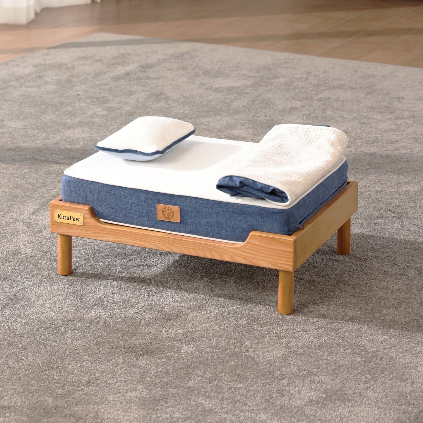 KoraPaw Premium Solid Wood Orthopedic Pet Bed (Size S)